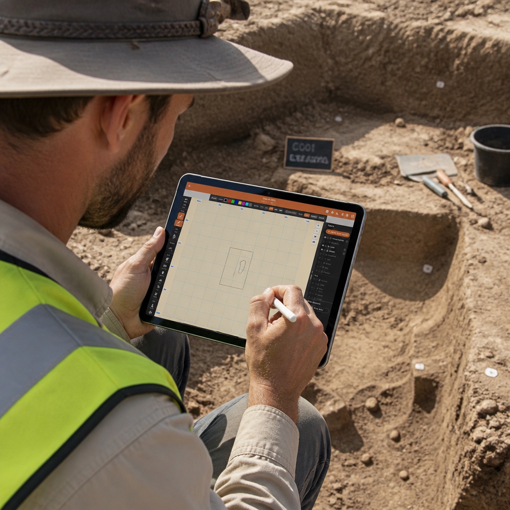 Plan drawing tool for scaled archaeological plans