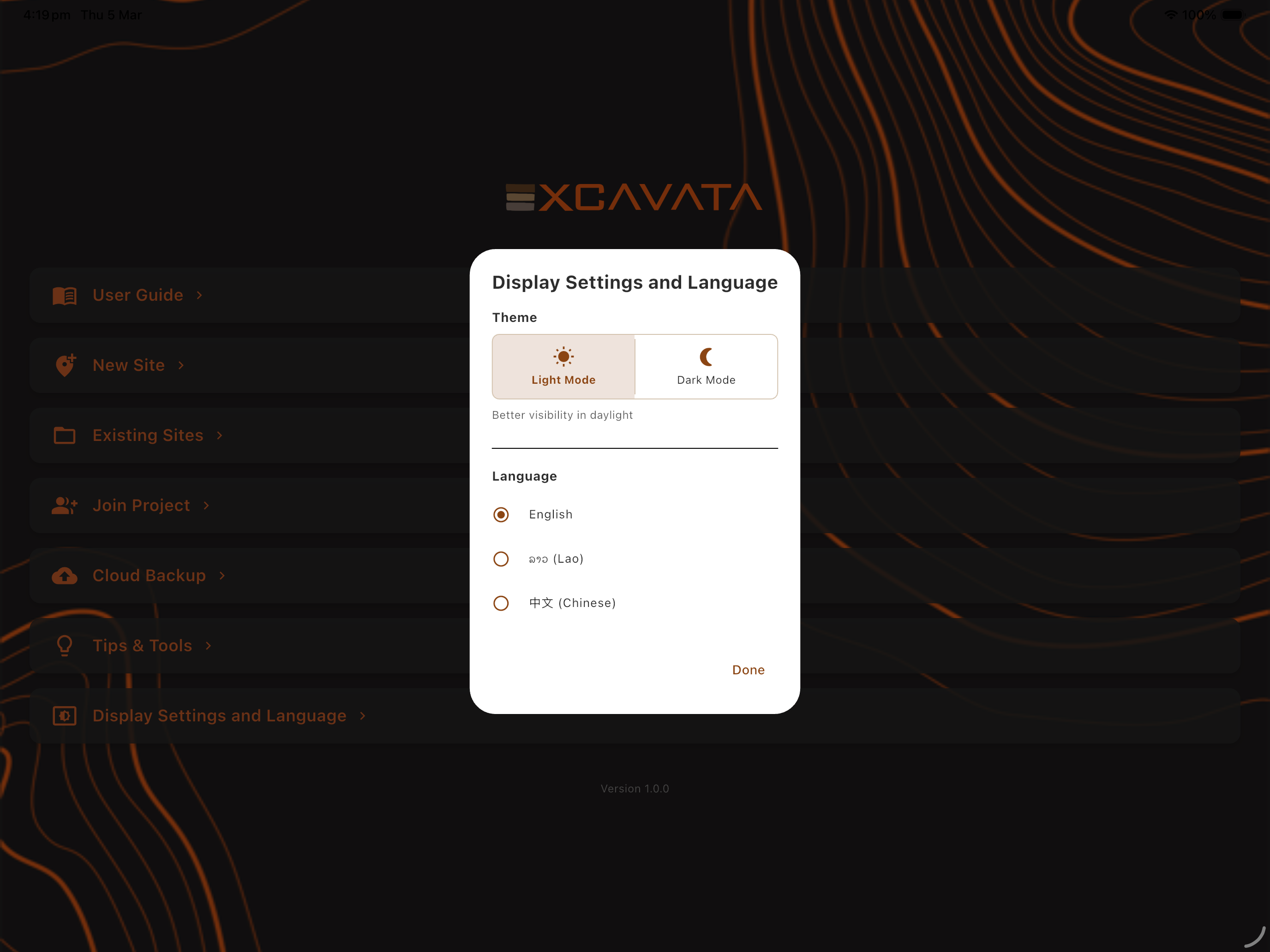 Multi-language support with English, Lao, and Chinese interfaces