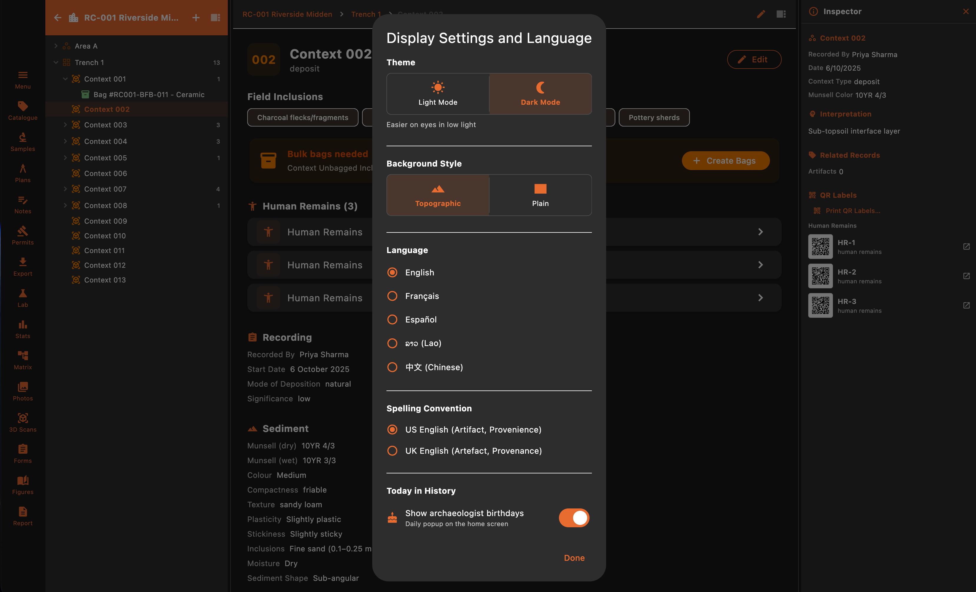 Multi-language support with English, French, and Spanish interfaces